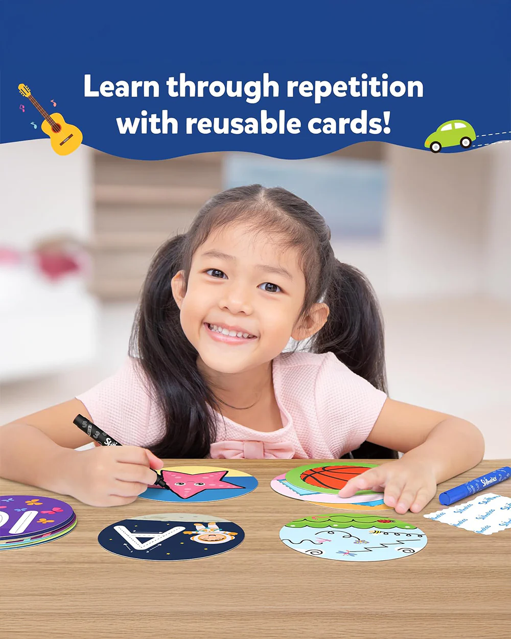 Skillmatics Write and Learn Flash Cards-50 Double Sided Cards-Learning & Educational Toys-12M+ - Image 4
