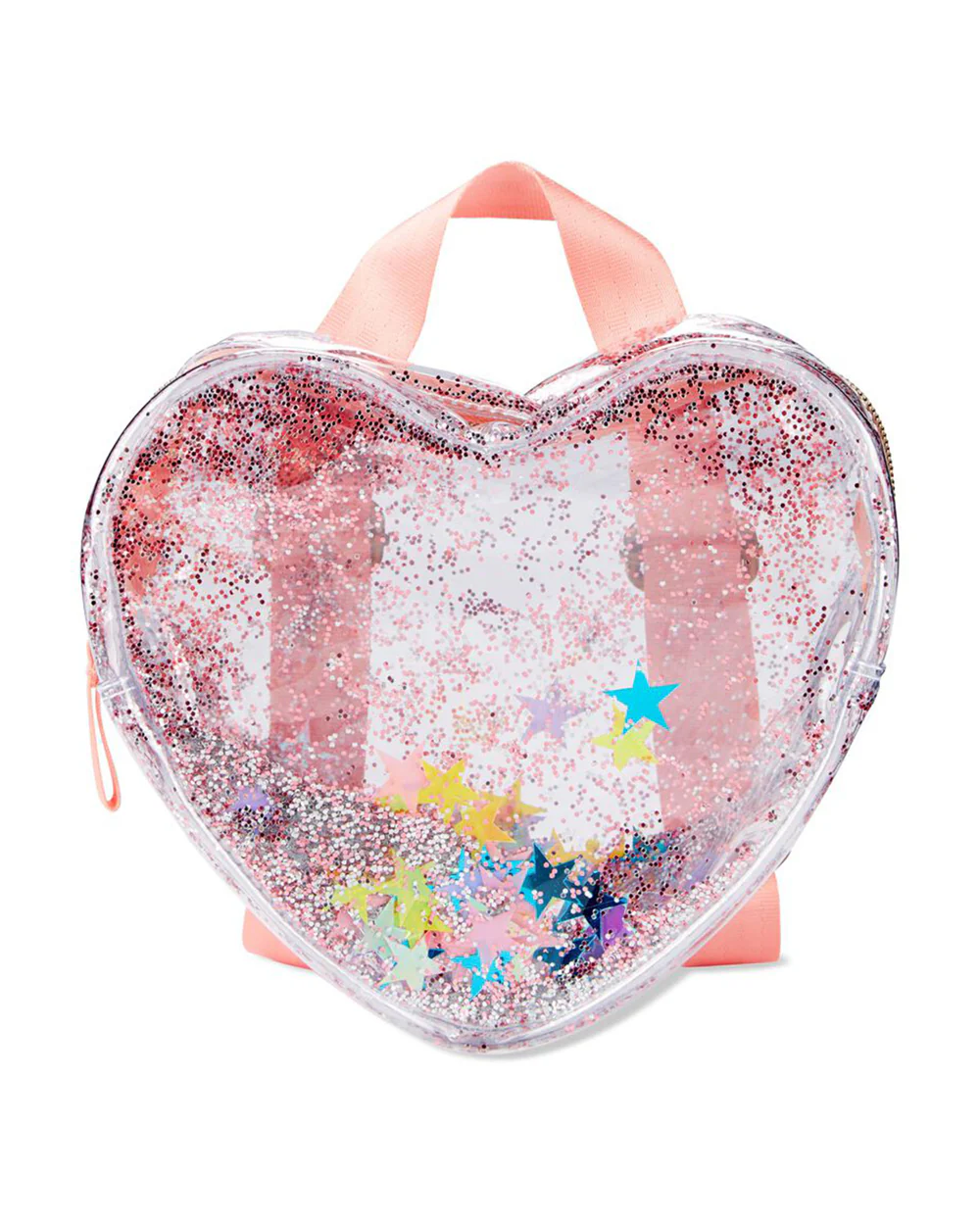 Skip Hop Clear Glitter Heart Backpack-Adjustable Webbing Straps-Transparent - Image 3