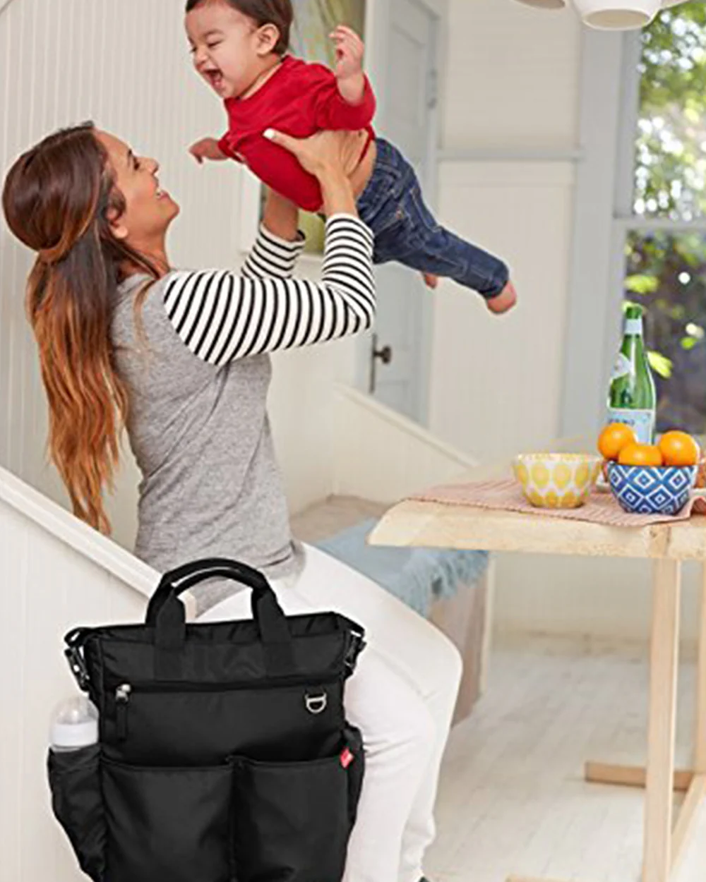 Skip Hop Duo Signature Diaper Bag-With Changing Pad & Removable Shoulder Strap-Black - Image 4