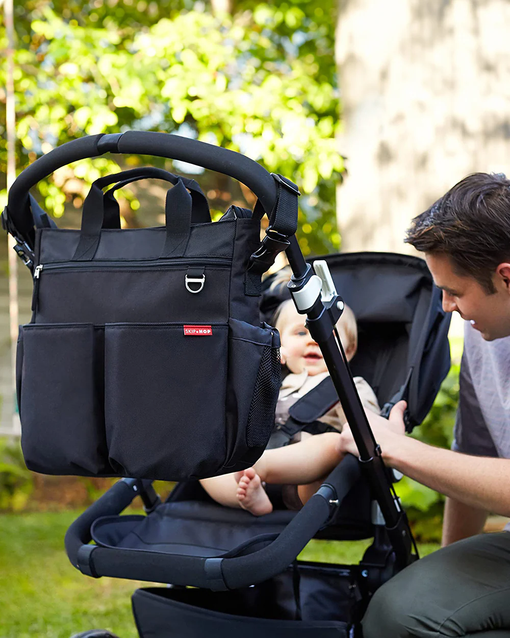 Skip Hop Duo Signature Diaper Bag-With Changing Pad & Removable Shoulder Strap-Black - Image 5
