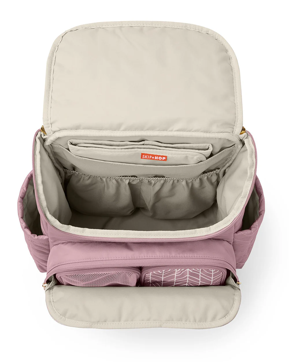 Skip Hop Forma Diaper Bag-Backpack-With Changing Pad-Extra Wide Opening & Lightweight Quilted Design-Mauve - Image 6