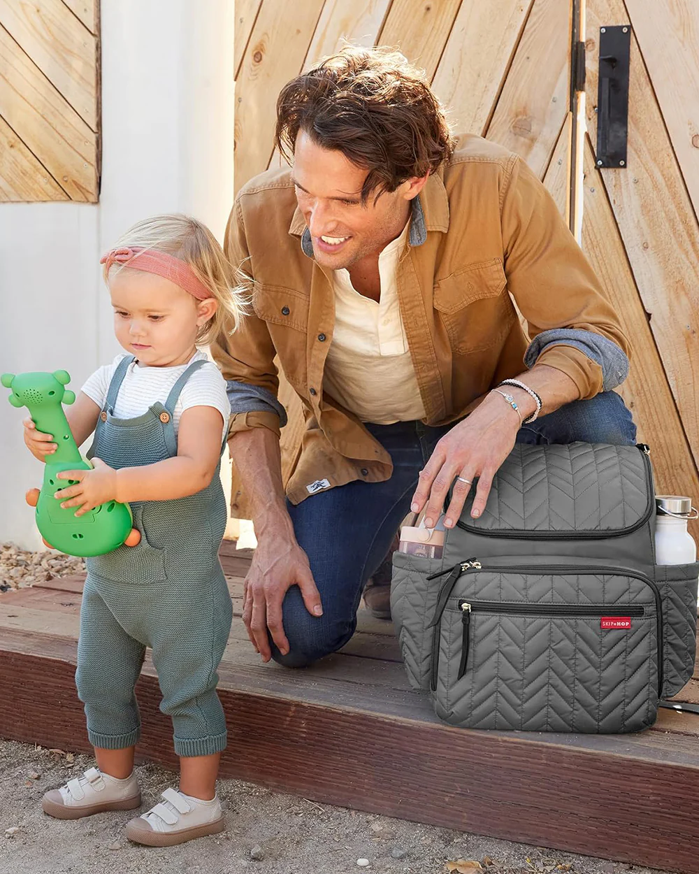 Skip Hop Forma Diaper Bag-Backpack-With Changing Pad-Extra Wide Opening & Lightweight Quilted Design-Grey - Image 16