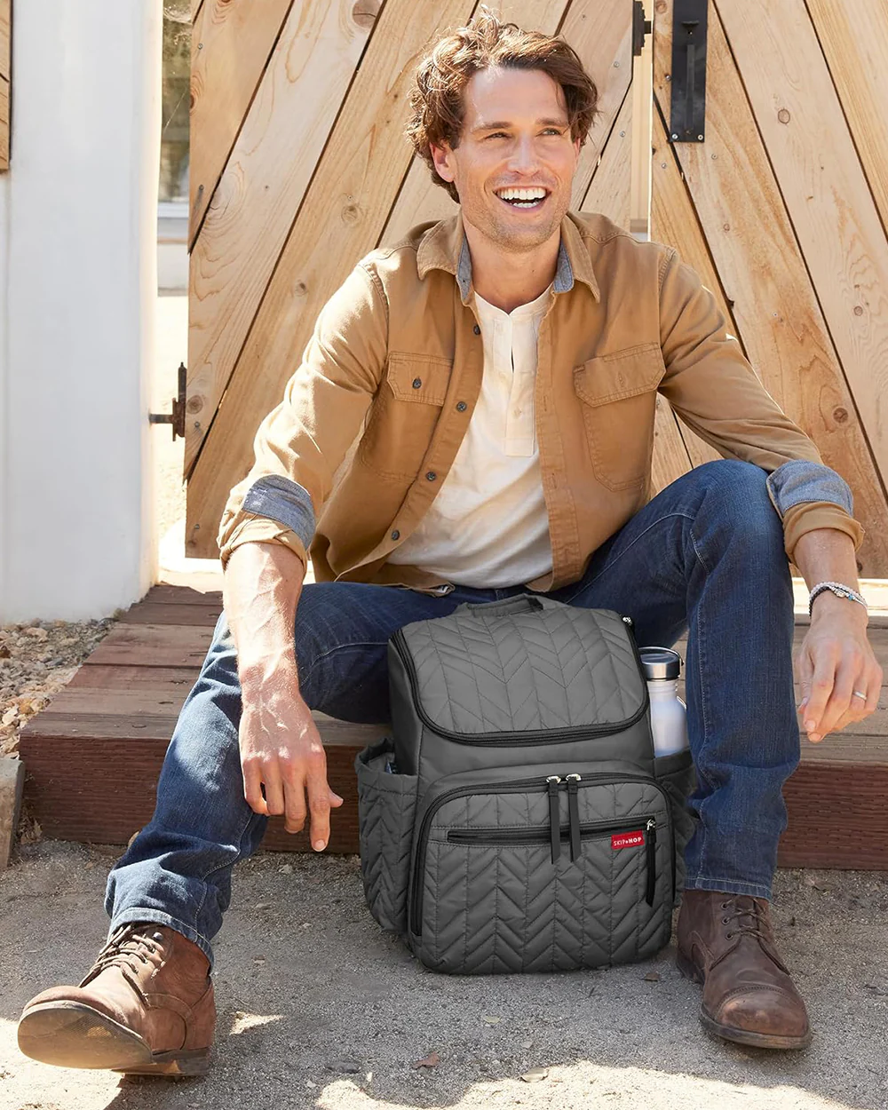 Skip Hop Forma Diaper Bag-Backpack-With Changing Pad-Extra Wide Opening & Lightweight Quilted Design-Grey - Image 17