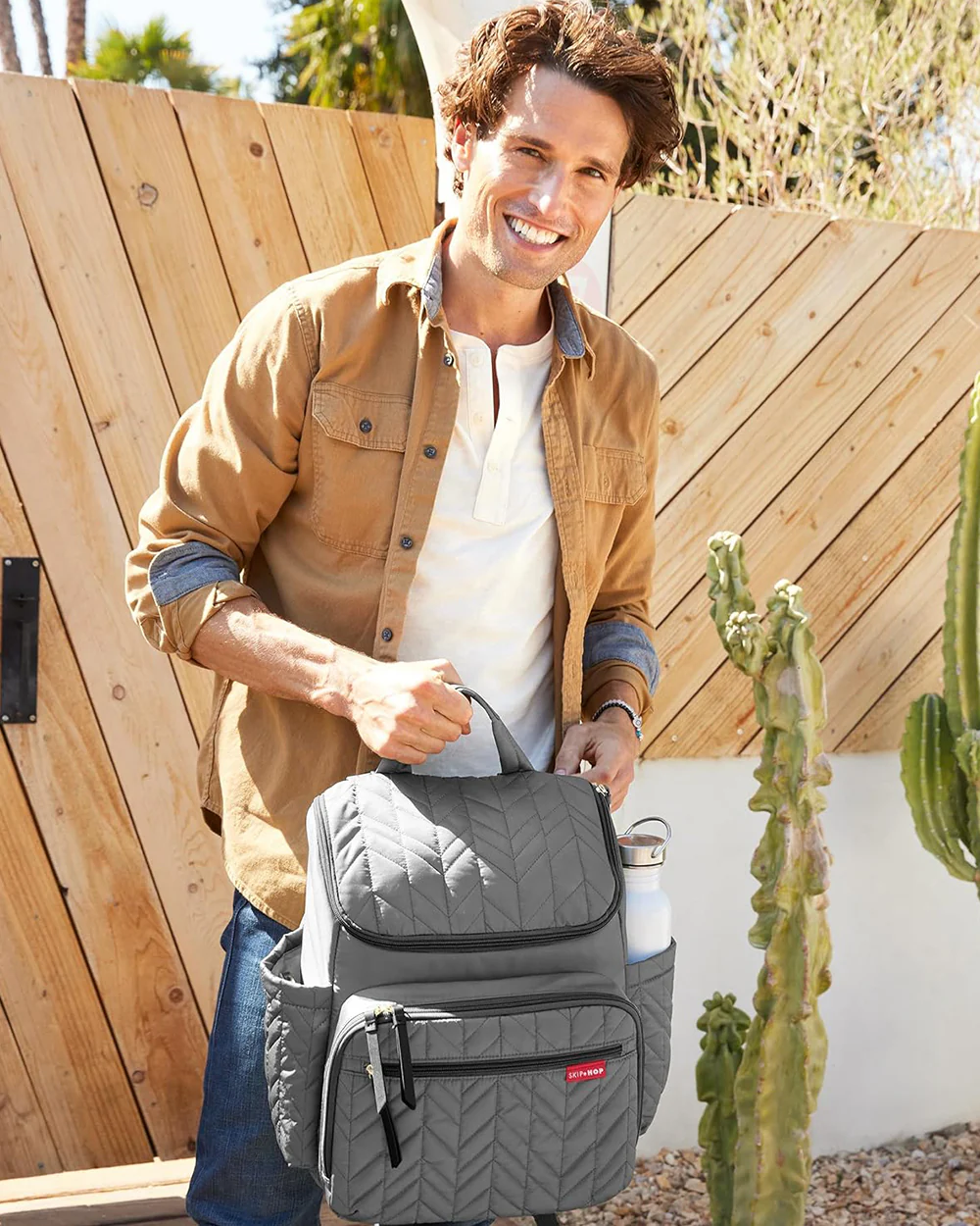 Skip Hop Forma Diaper Bag-Backpack-With Changing Pad-Extra Wide Opening & Lightweight Quilted Design-Grey - Image 18