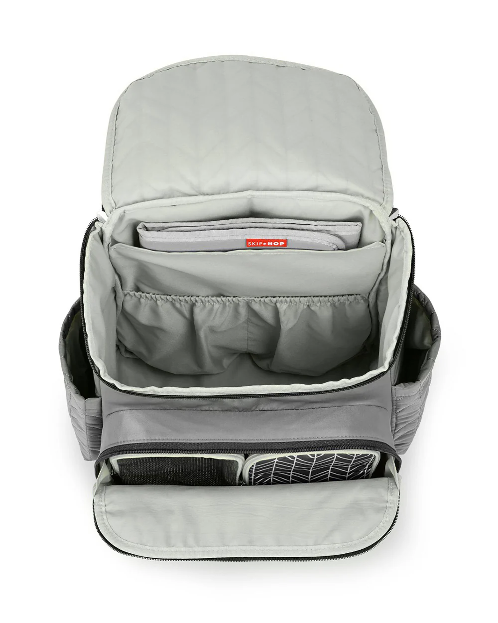 Skip Hop Forma Diaper Bag-Backpack-With Changing Pad-Extra Wide Opening & Lightweight Quilted Design-Grey - Image 8
