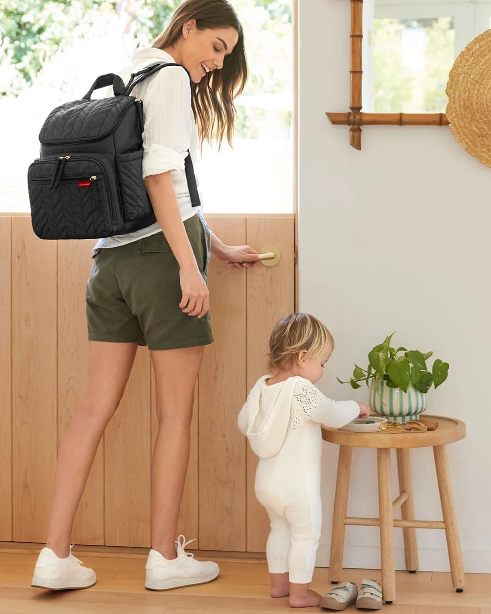 Skip Hop Forma Diaper Bag-Backpack-With Changing Pad-Extra Wide Opening & Lightweight Quilted Design-Jet Black - Image 10