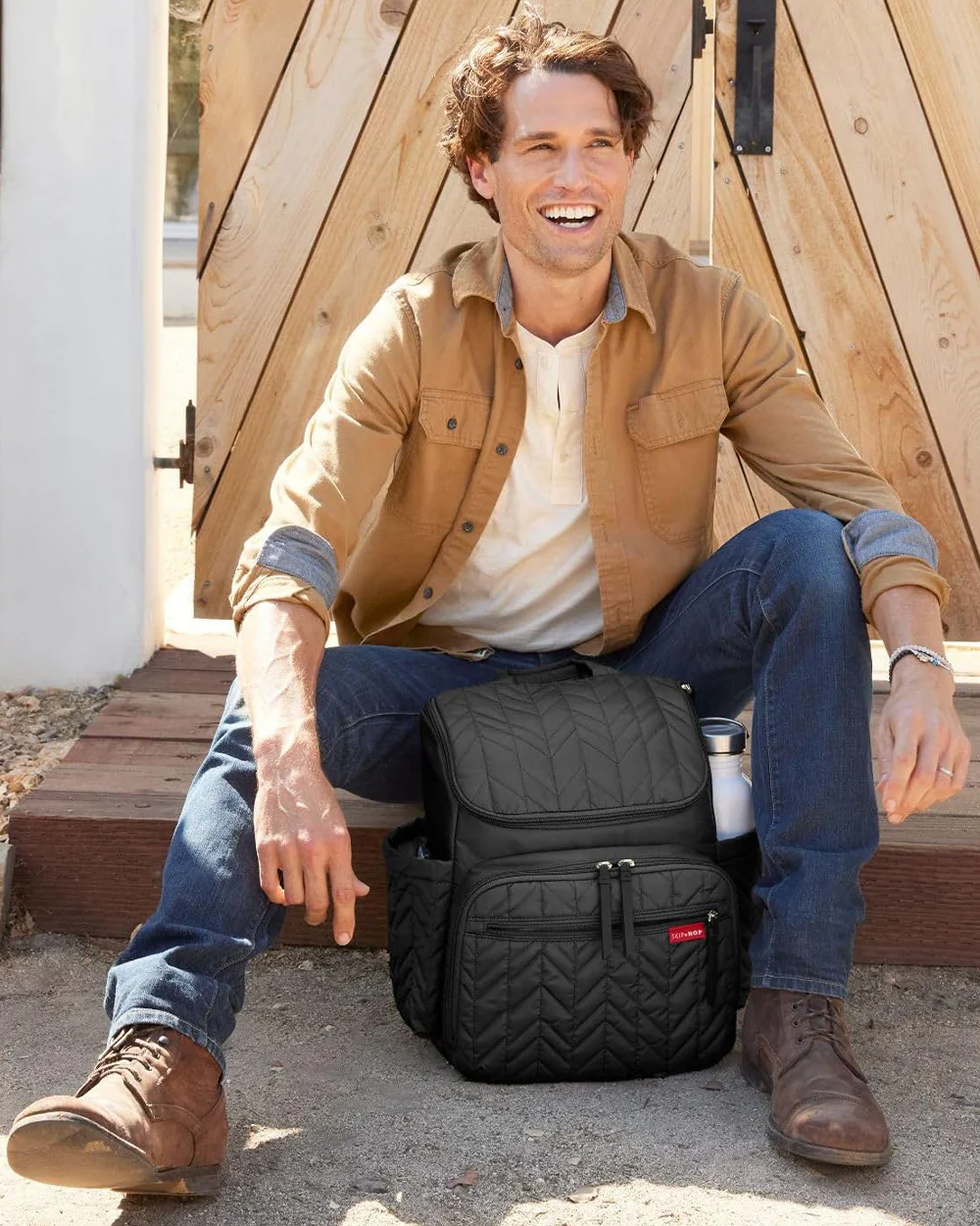 Skip Hop Forma Diaper Bag-Backpack-With Changing Pad-Extra Wide Opening & Lightweight Quilted Design-Jet Black - Image 9