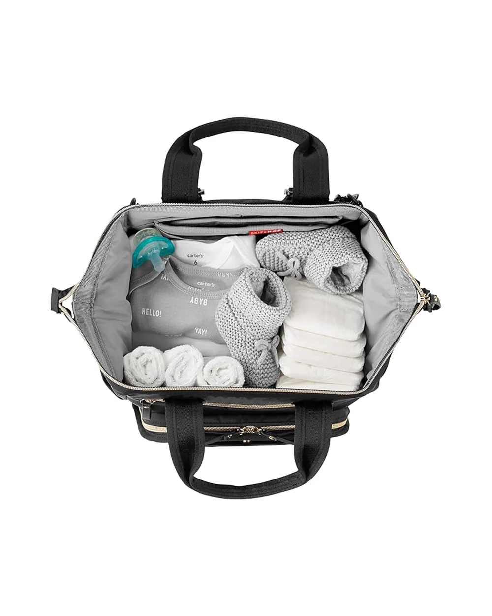 Skip Hop Mainframe Diaper Bag-Backpack-With Changing Pad-Wide Open & Stays Put-Black - Image 4