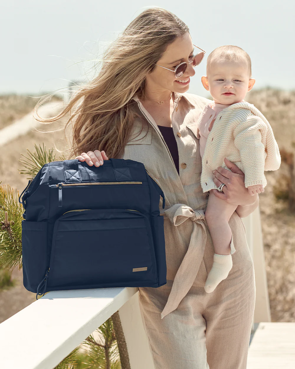 Skip Hop Mainframe Diaper Bag-Backpack-With Changing Pad-Wide Open & Stays Put-Navy - Image 8