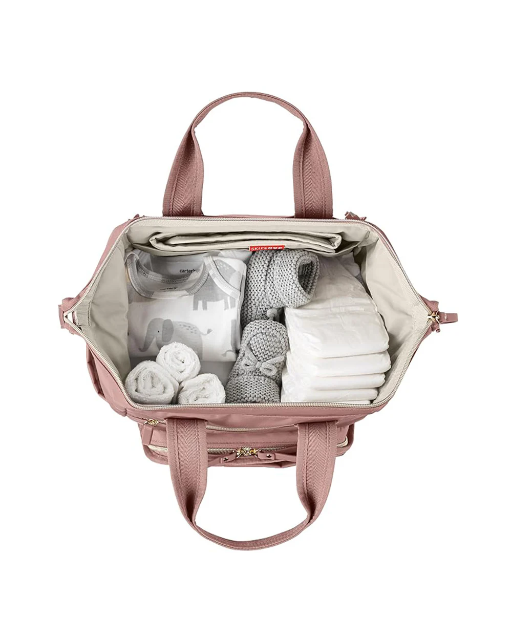 Skip Hop Mainframe Diaper Bag-Backpack-With Changing Pad-Wide Open & Stays Put-Pink - Image 3