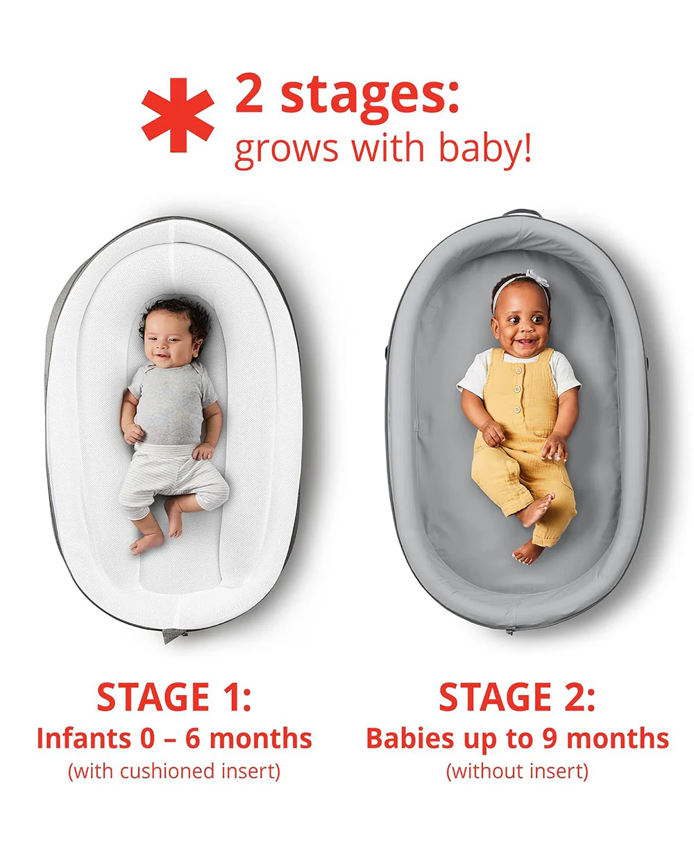 Skip Hop Sweet Retreat Baby Nest-2 Stage Baby Lounger-With Water Resistant Base-Baby Gadda Set-Grey-For Infants-0-9M - Image 10