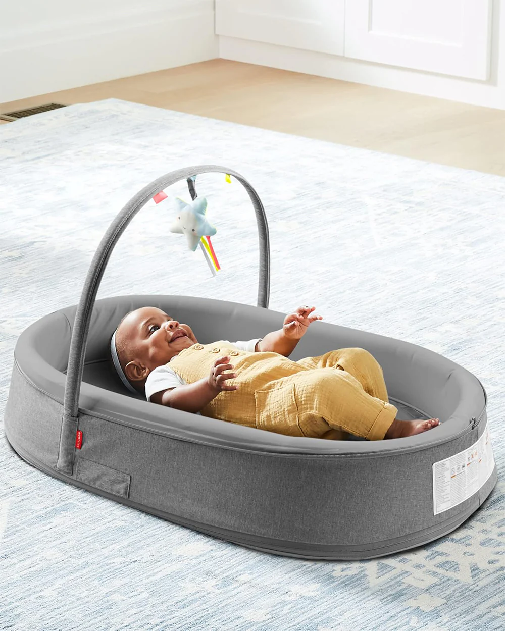 Skip Hop Sweet Retreat Baby Nest-2 Stage Baby Lounger-With Water Resistant Base-Baby Gadda Set-Grey-For Infants-0-9M - Image 5