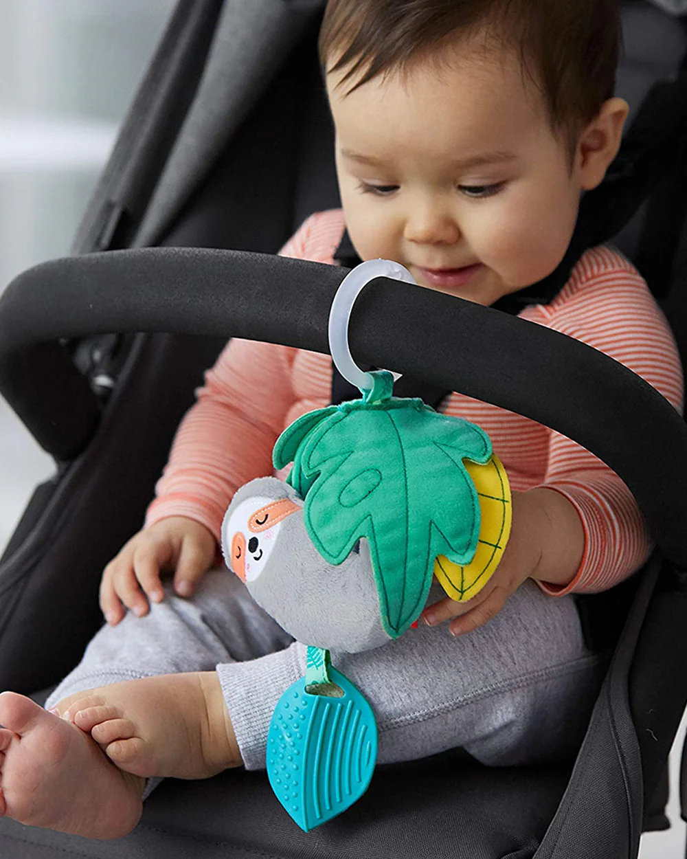 Skip Hop Tropical Paradise Sloth Teether-Easy Attachment with Stroller-For Infants - Image 7