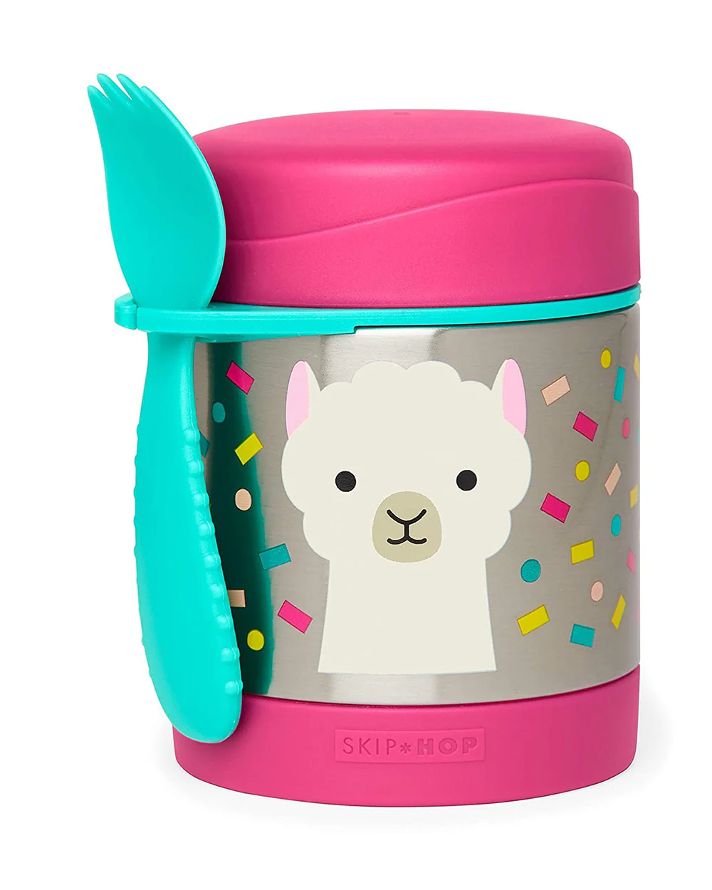 Skip Hop Zoo Stainless Steel Insulated Food Jar-With Spork-Llama-For Feeding Infants - Image 2