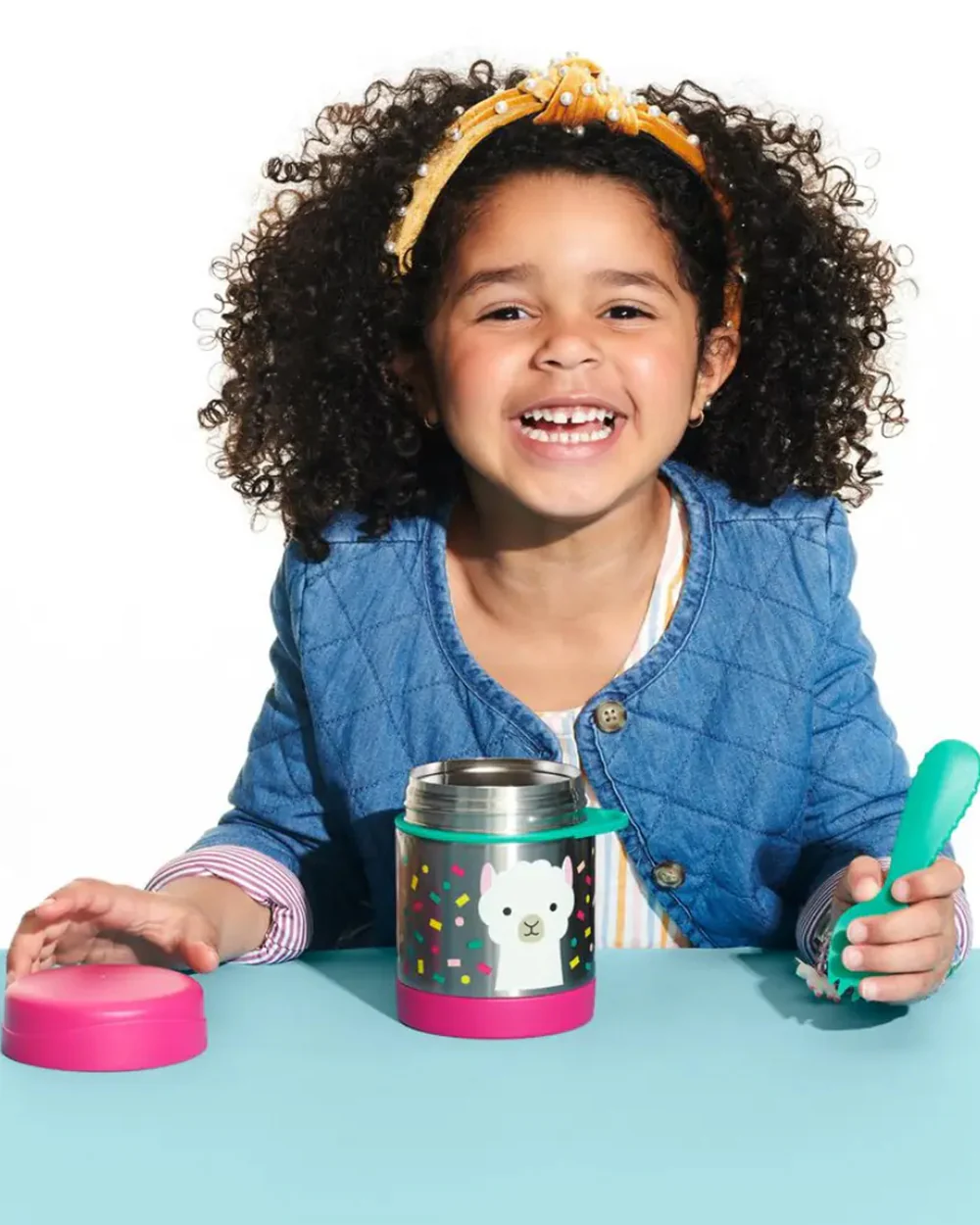 Skip Hop Zoo Stainless Steel Insulated Food Jar-With Spork-Llama-For Feeding Infants - Image 4