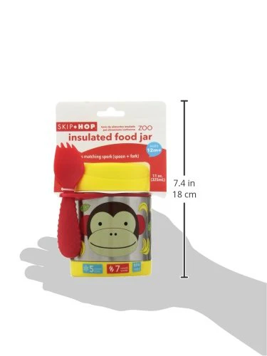 Skip Hop Zoo Stainless Steel Insulated Food Jar-With Spork-Monkey-For Feeding Infants - Image 6
