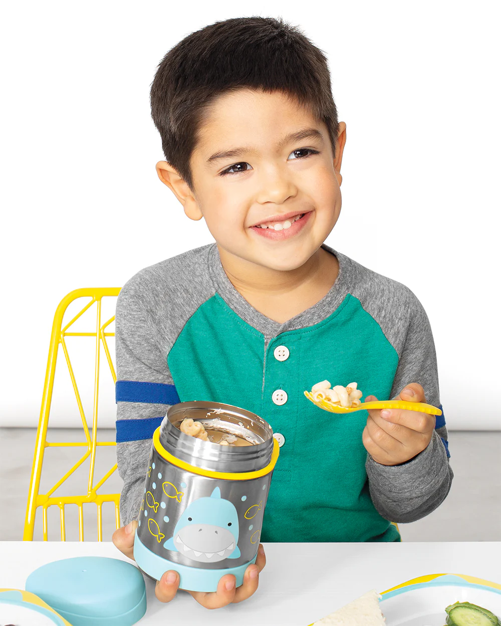Skip Hop Zoo Stainless Steel Insulated Food Jar-With Spork-Shark-For Feeding Infants - Image 3