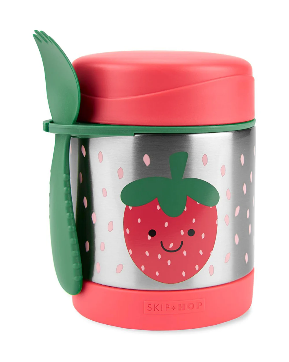 Skip Hop Zoo Stainless Steel Insulated Food Jar-With Spork-Strawberry-For Feeding Infants