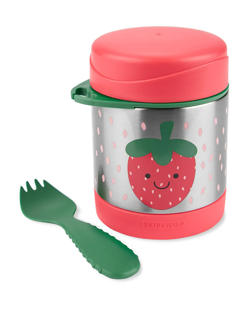 Skip Hop Zoo Stainless Steel Insulated Food Jar-With Spork-Strawberry-For Feeding Infants - Image 2