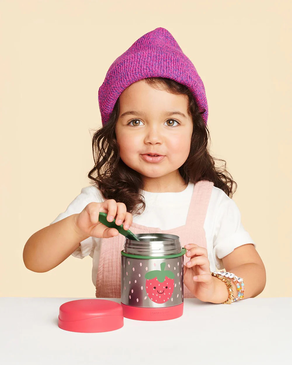 Skip Hop Zoo Stainless Steel Insulated Food Jar-With Spork-Strawberry-For Feeding Infants - Image 3
