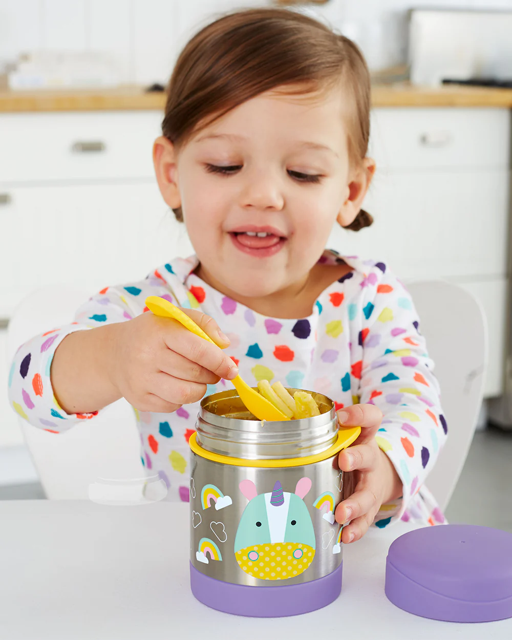 Skip Hop Zoo Stainless Steel Insulated Food Jar-With Spork-Unicorn-For Feeding Infants - Image 3