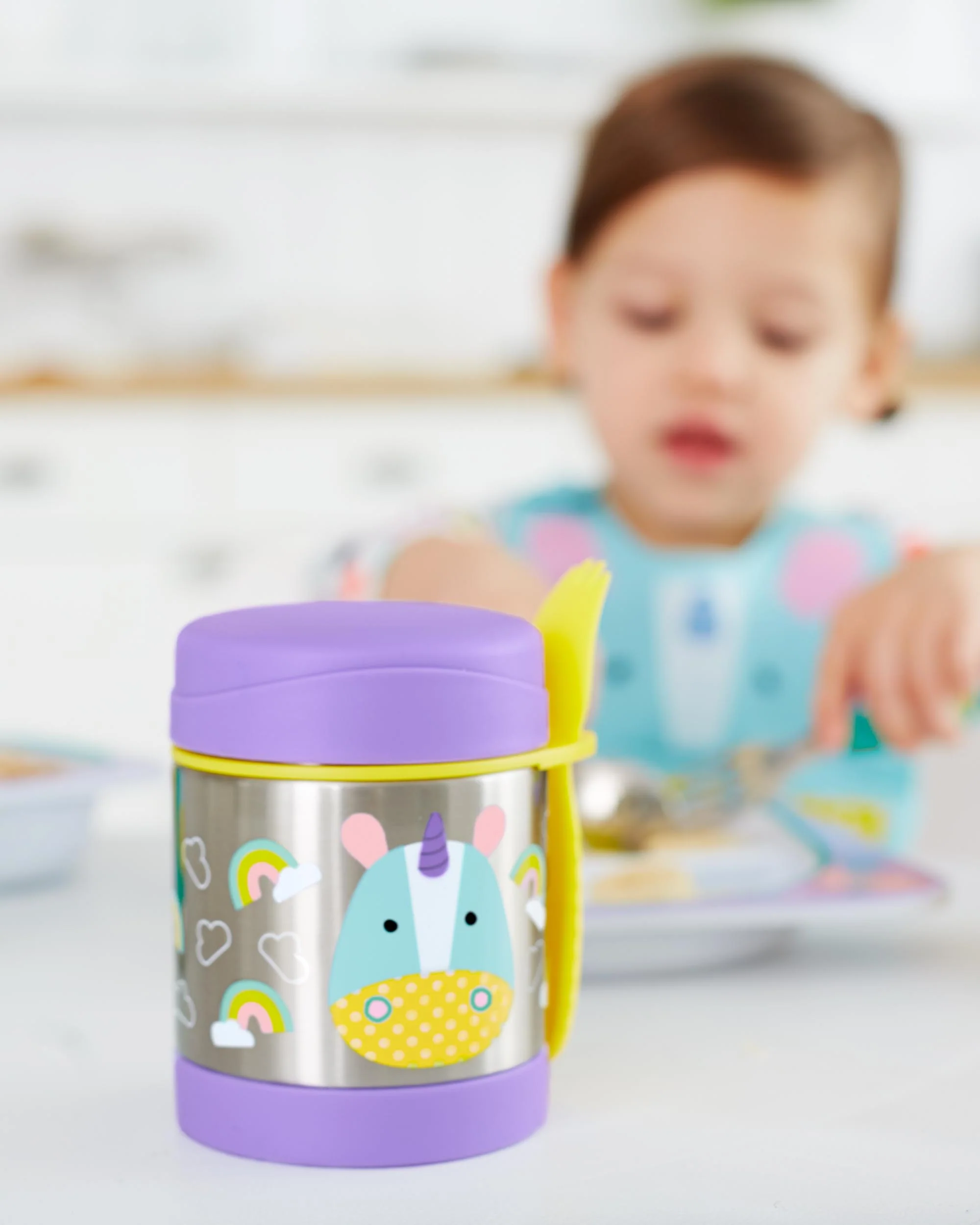 Skip Hop Zoo Stainless Steel Insulated Food Jar-With Spork-Unicorn-For Feeding Infants - Image 4