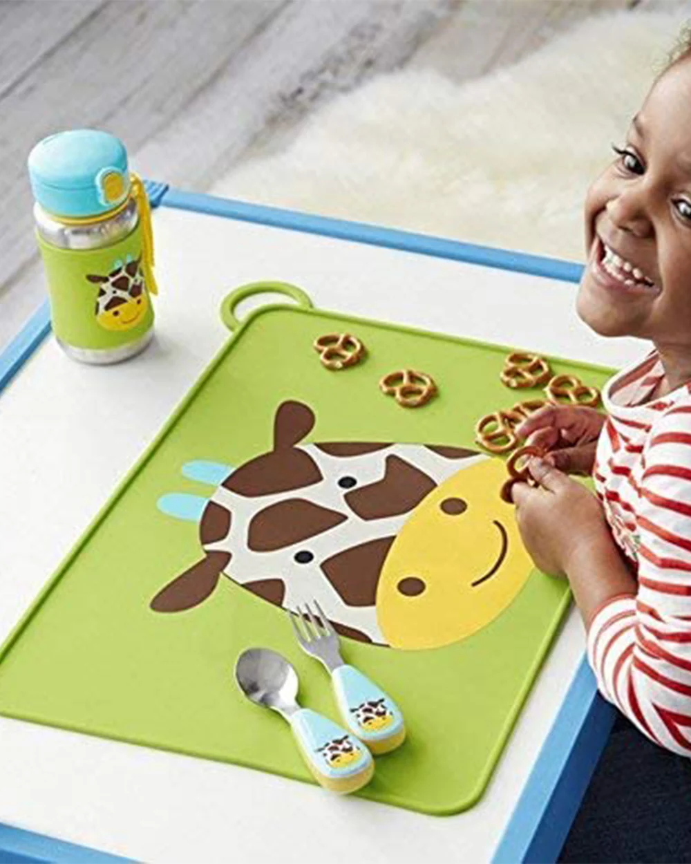Skip Hop Zoo Stainless Steel Straw Sipper-With No Slip Silicone Sleeve-Giraffe - Image 5