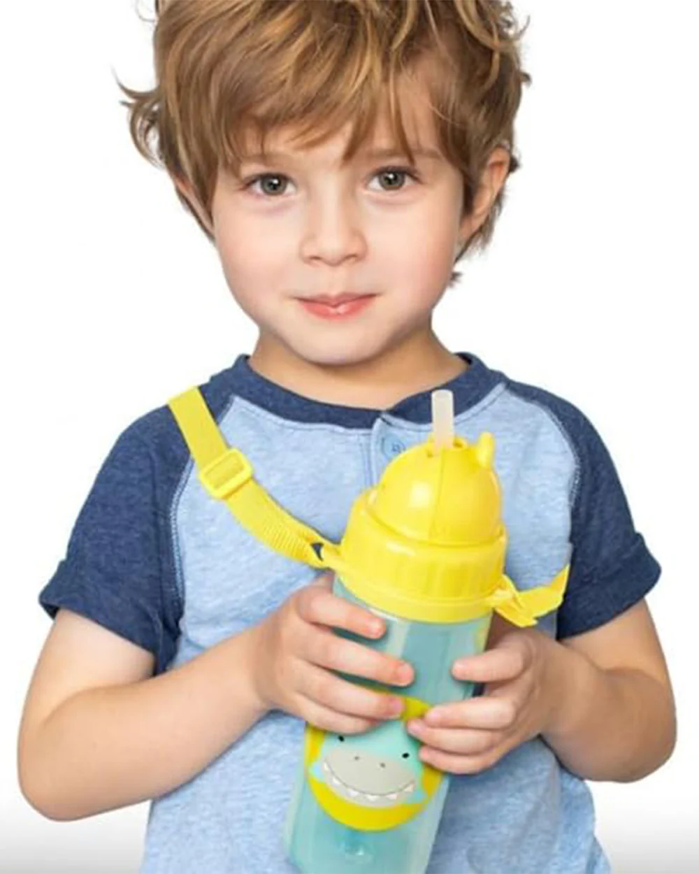 Skip Hop Zoo Straw Bottle With Tritan-Handy Grab Strap-Shark-355 ml - Image 3