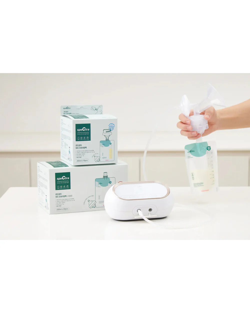 Spectra Easy Breast Milk Storage Kit-With Bottle Connector for Direct Pumping or Feeding-Color Changing Temperature Sensor-200 ml-Pack of 10 - Image 8