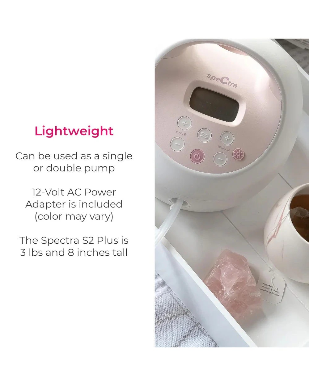 Spectra S2 Plus™ Premier Double Electric Breast Pump-With Hospital Grade Adjustable Suction (270 mmHg)-Versatile Single or Double Pumping-Simulates Natural Suckling-Advance Massage and Expression Modes-Milk Expression Pump - Image 9