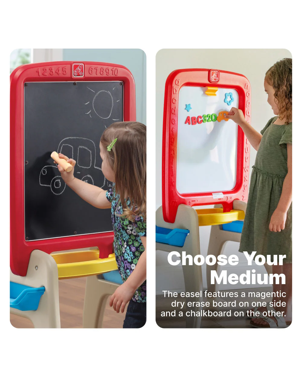 Step2 All Around Easel Board-Art & Craft Kit-Double‑Sided Easel Includes 94‑Piece Foam Magnet Kit-36M+ - Image 4