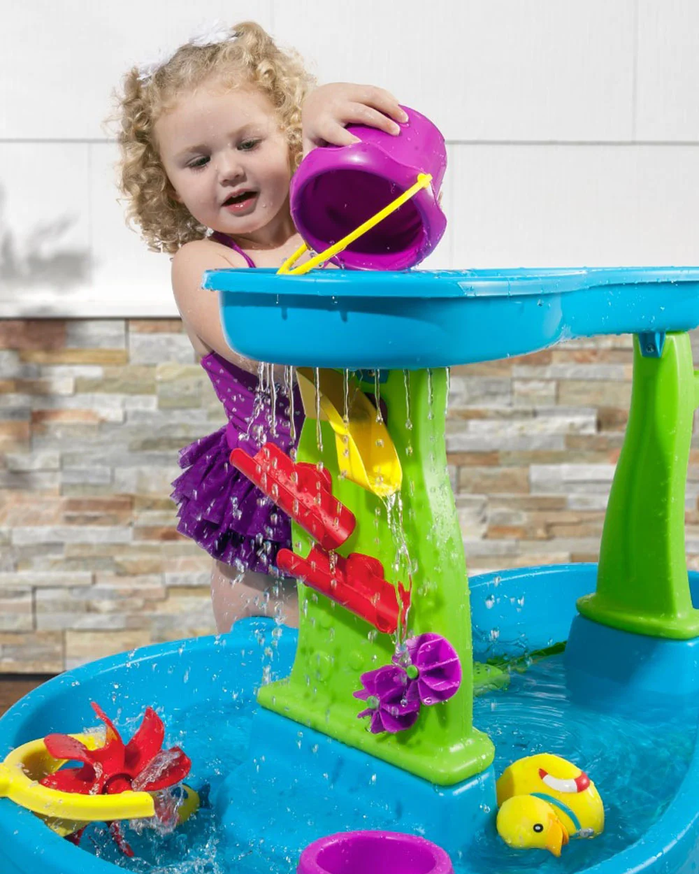 Step2 Rain Showers Splash Pond Table-Outdoor Toys-Magical Rainfall with Spinning Maze-Encourages Sensory Play-18M+ - Image 3