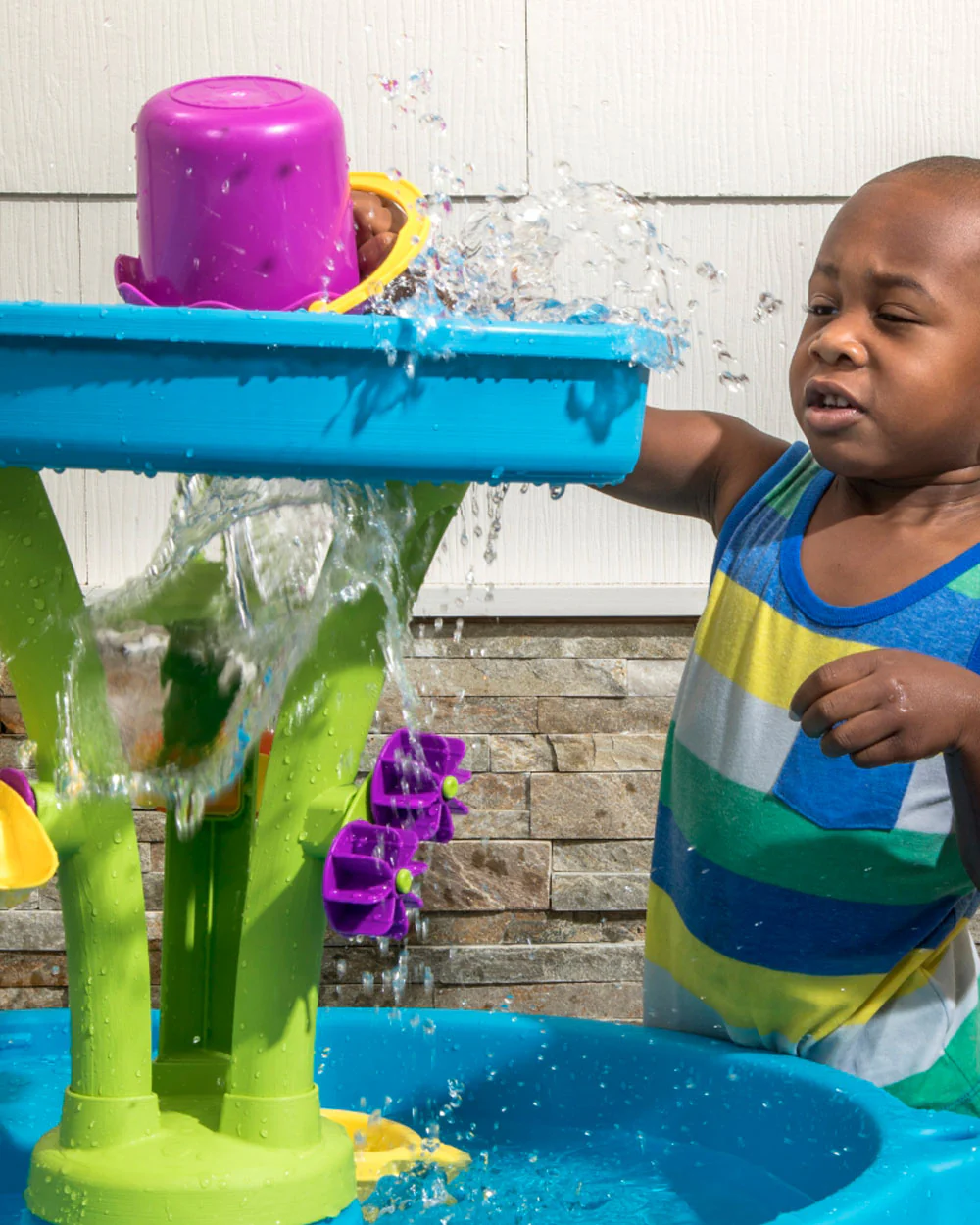 Step2 Summer Showers Splash Tower Water Table-Outdoor Toy-Water Pour Tower-Includes 8 Piece Accessory Set-18M+ - Image 3