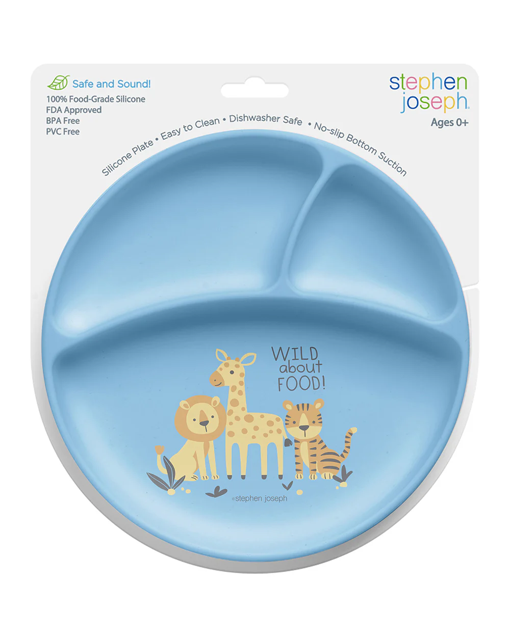 Stephen Joseph 100% Silicone Plate-Zoo-With Suction Base & 3 Divided Sections-For Feeding Infants - Image 6