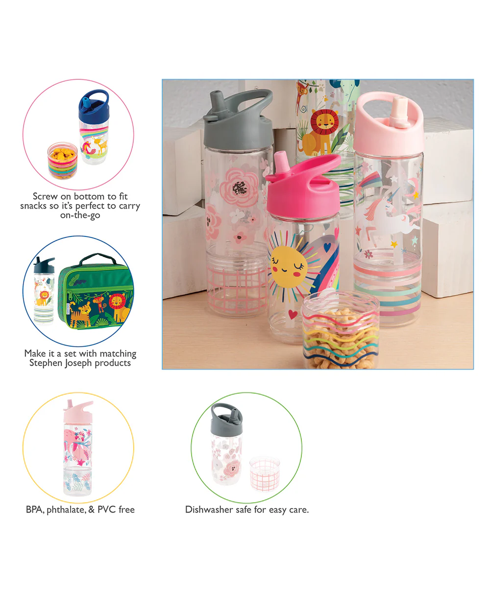 Stephen Joseph Sip and Snack Straw Sipper-Space-With Snack Container - Image 5