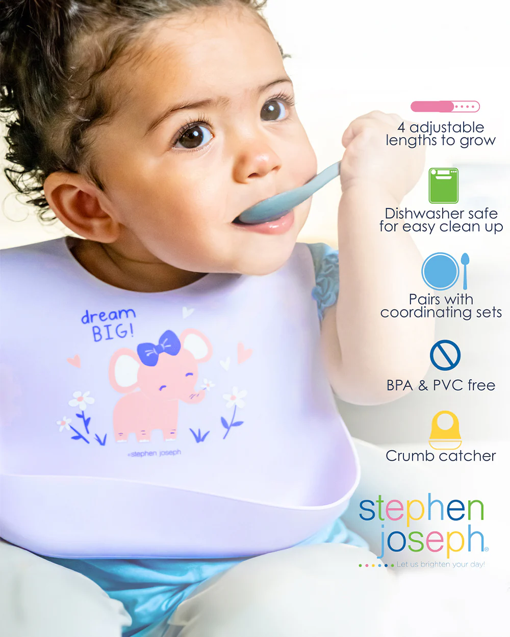 Stephen Joseph Waterproof Silicone Bib-Farm-Adjustable Length-Crumb Catcher-For Infants - Image 3