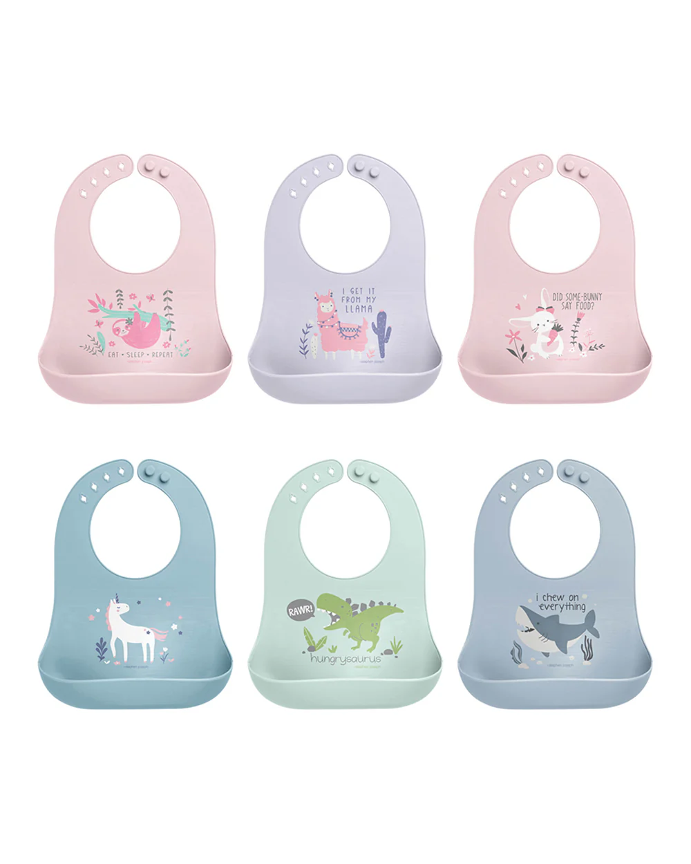 Stephen Joseph Waterproof Silicone Bib-Shark-Adjustable Length-Crumb Catcher-For Infants - Image 3