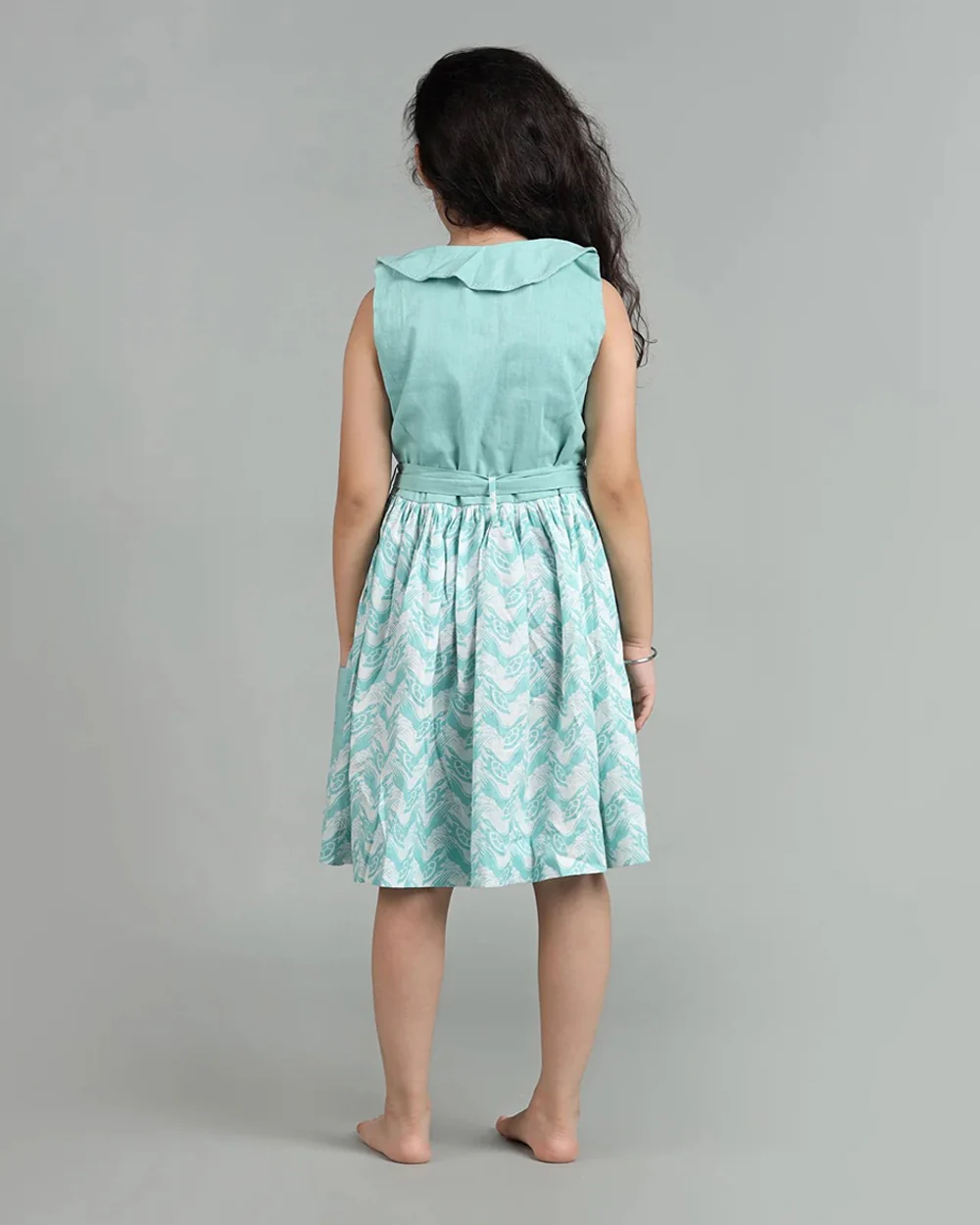Story Tailor Blue Frock Dress-The Talkative Turtle-A Line-Cotton-For Infants - Image 4