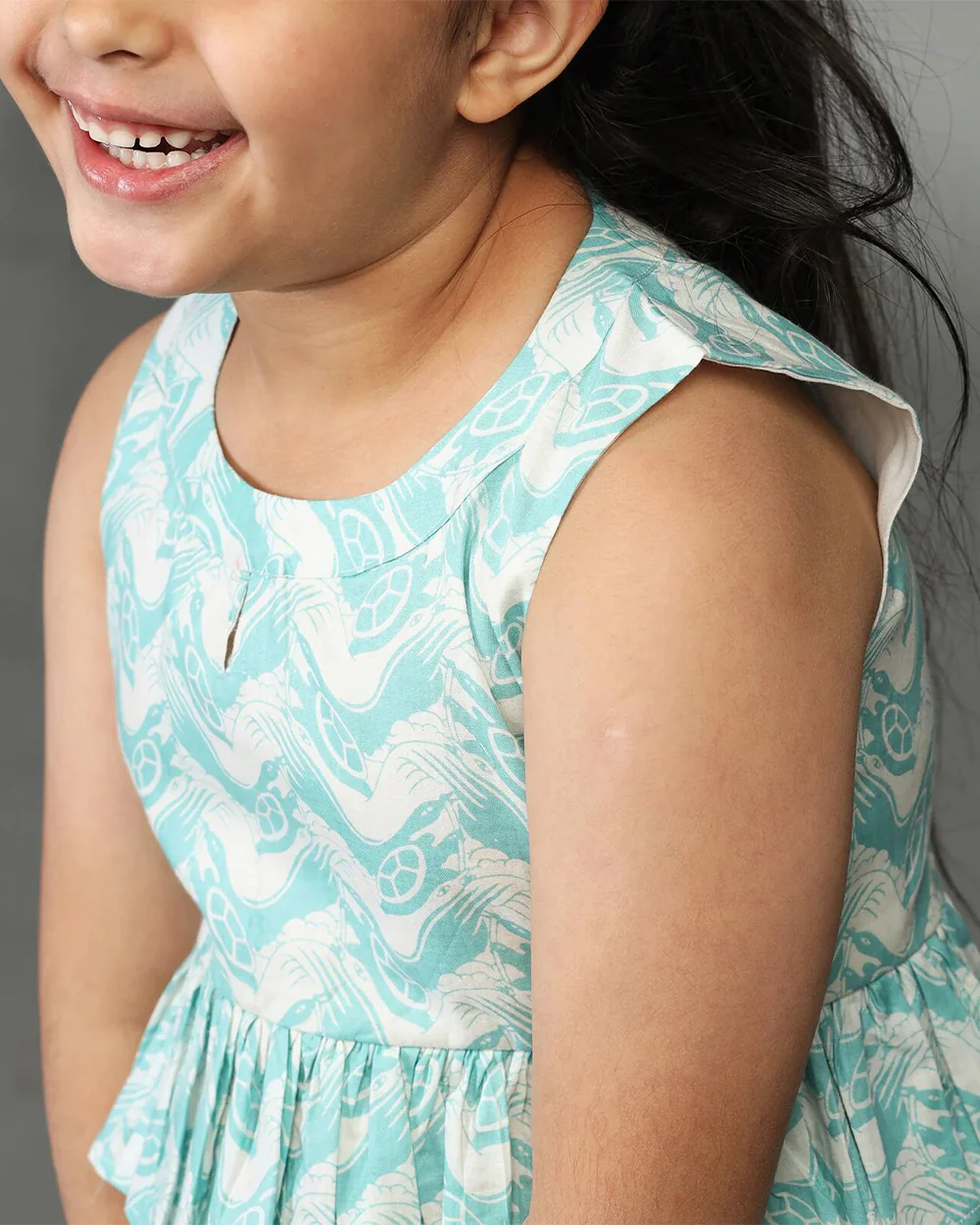 Story Tailor Sea Green Crop Top and Pant-The Talkative Turtle-Cotton-For Infants - Image 3