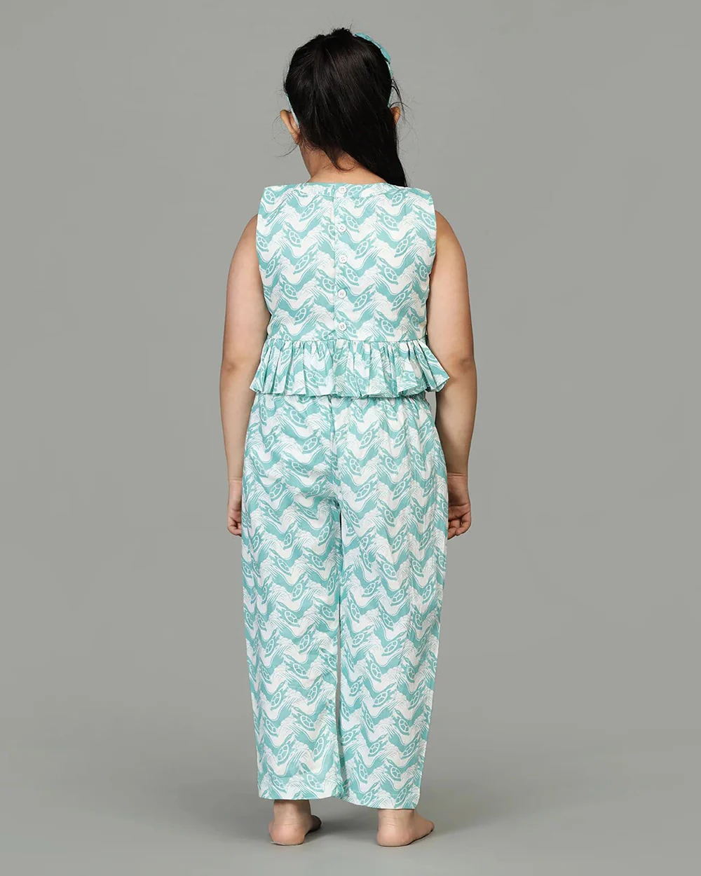 Story Tailor Sea Green Crop Top and Pant-The Talkative Turtle-Cotton-For Infants - Image 4