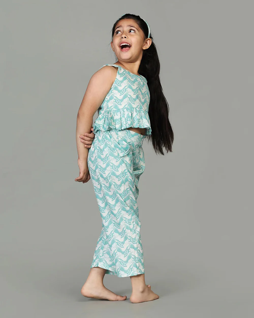 Story Tailor Sea Green Crop Top and Pant-The Talkative Turtle-Cotton-For Infants - Image 5