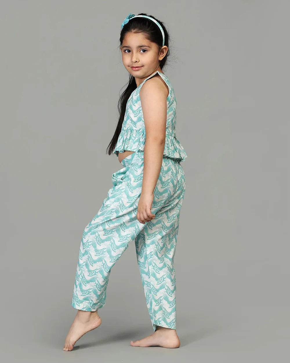 Story Tailor Sea Green Crop Top and Pant-The Talkative Turtle-Cotton-For Infants - Image 6