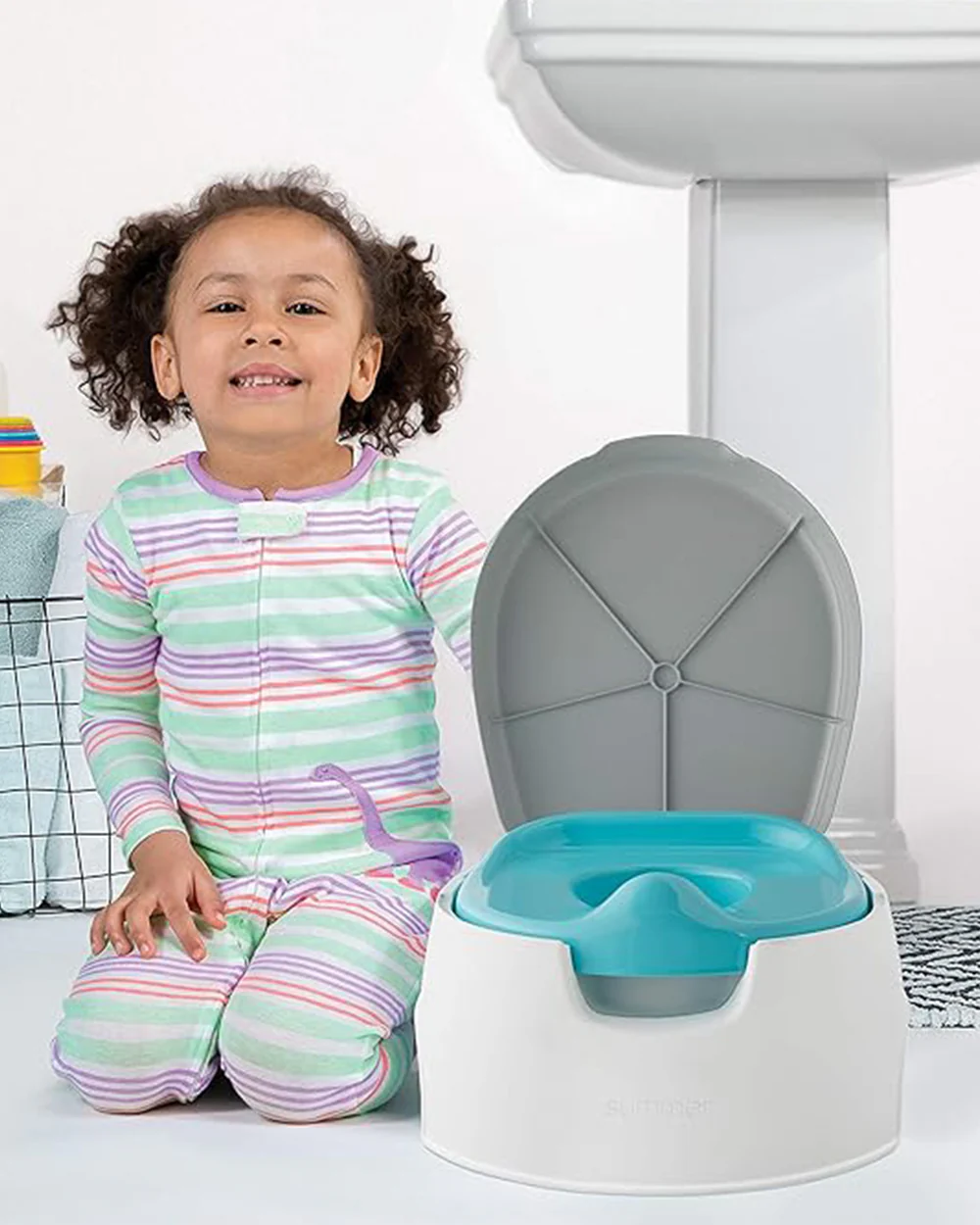 Summer Infant 2 in 1  Step-up Baby Potty Seat-Step Stool-With Splash Guard-18 to 48M-Blue - Image 5