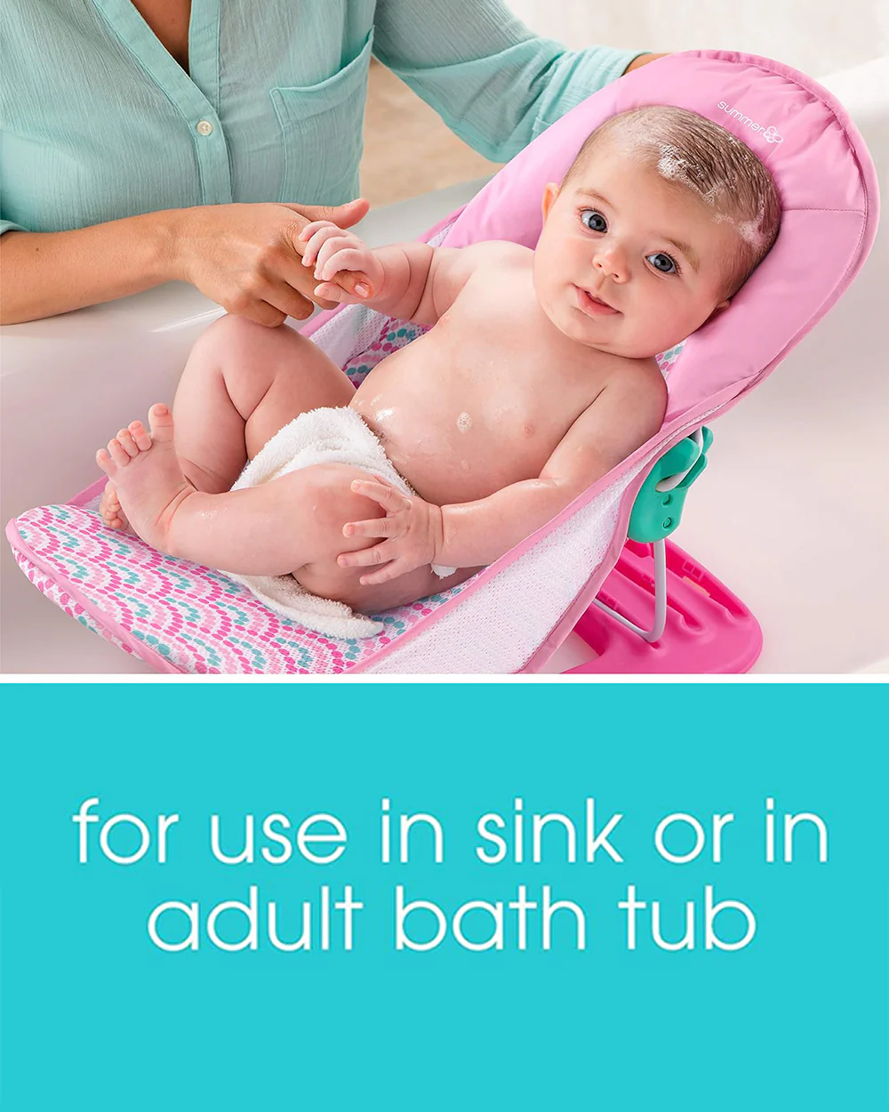 Summer Infant Deluxe Baby Bather-With 3 Position Recline-0 to 9M-Bubble Waves - Image 5