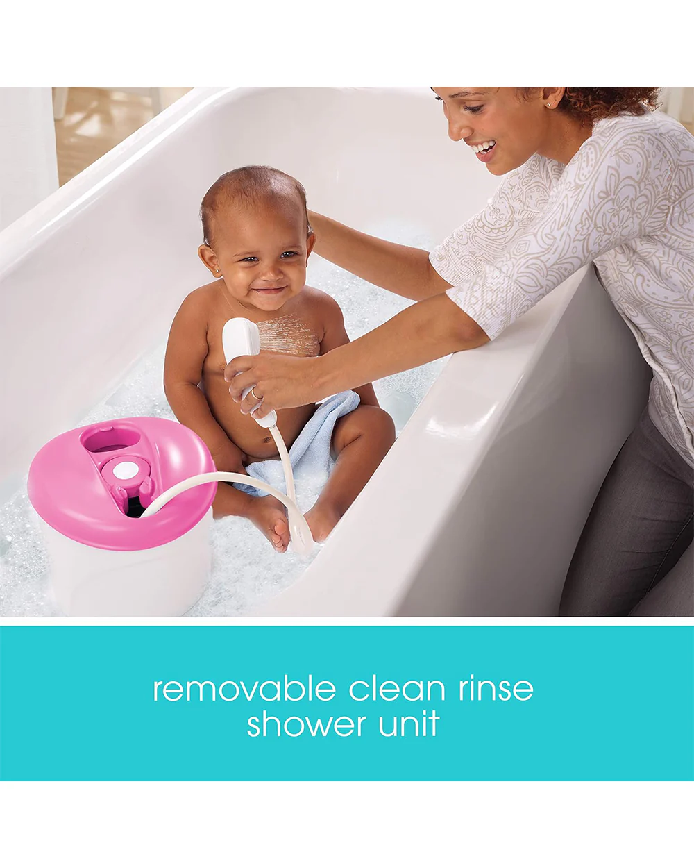Summer Infant Newborn-To-Toddler Baby Bath Tub-With Shower Centre-0 to 12M-Pink - Image 8