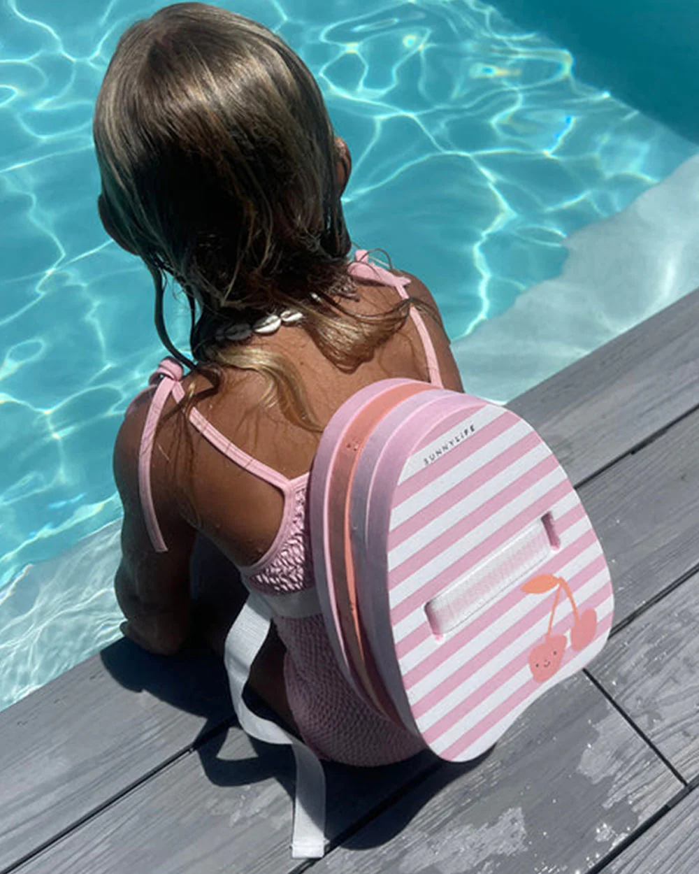 SUNNYLiFE Swim Bubble Back Float-Cotton Candy-Cherry - Image 5