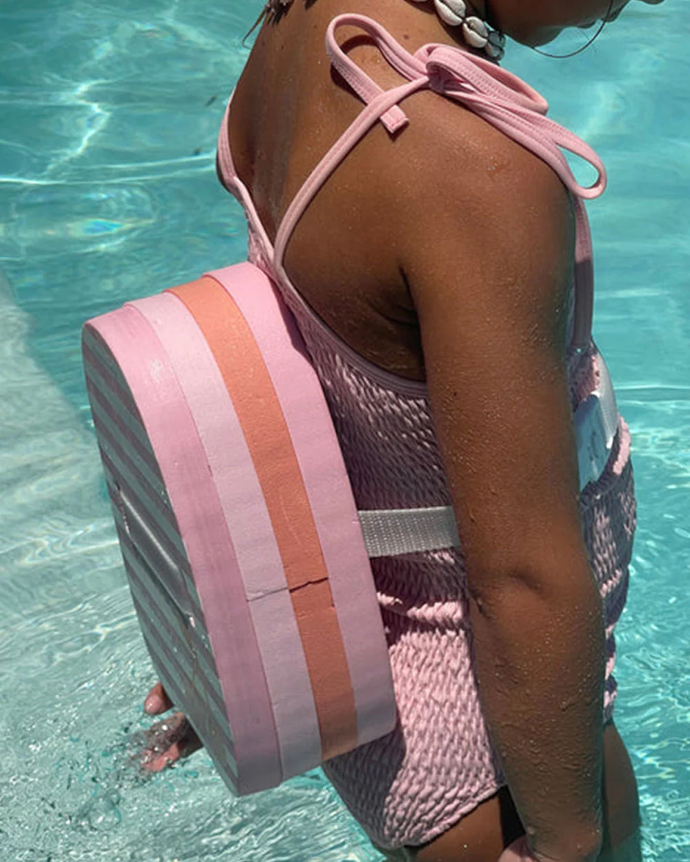 SUNNYLiFE Swim Bubble Back Float-Cotton Candy-Cherry - Image 6