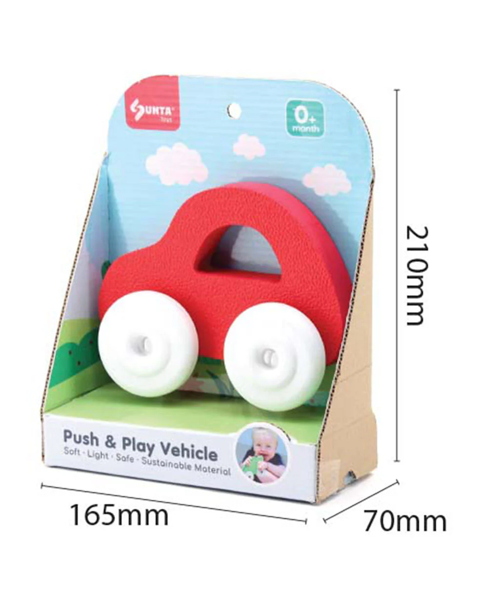 Sunta Car Push & Pull Toy-EVA Foam Squeeze & Stick-Promotes Sensory Development-0M+ - Image 2