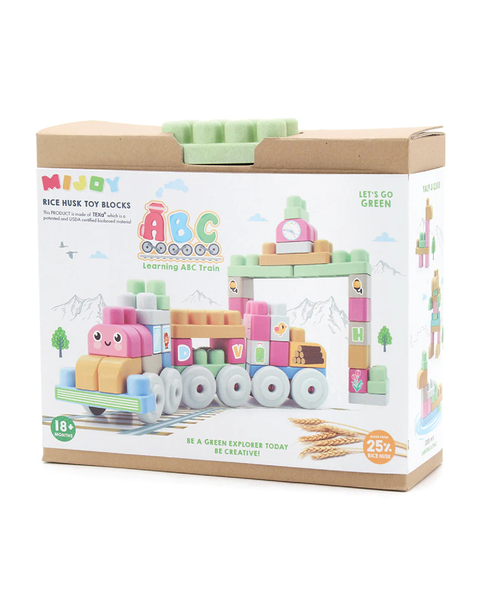 Sunta Mijoy Rice Husk Building Blocks-Train Set-80 Eco-Friendly Bio Plastic Pieces With Round Edges-Boosts Creativity & Motor Skills-18M+ - Image 3