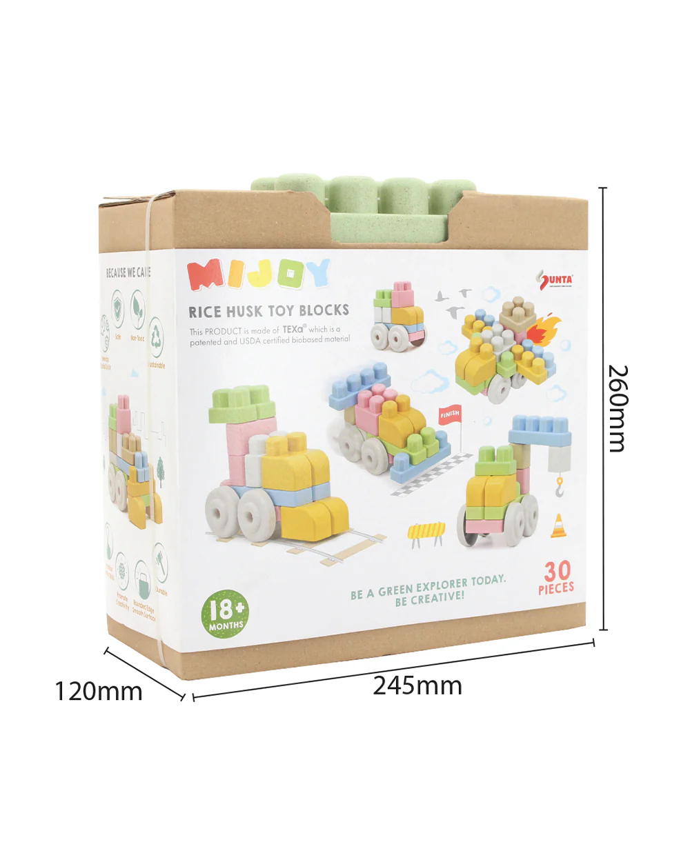 Sunta Mijoy Rice Husk Building Blocks-Vehicles-30 Eco-Friendly Bio Plastic Pieces With Round Edges-Boosts Creativity & Motor Skills-18M+ - Image 6